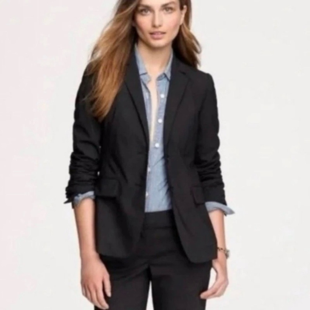 J. Crew Women's Two-Button Blazer Jacket Super 120s Wool Black Size 4